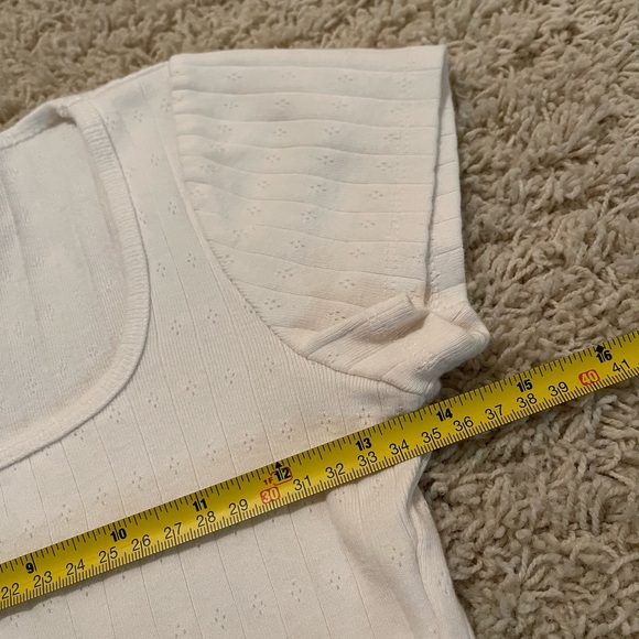 White Pointelle Bow Top - Picture 3 of 4